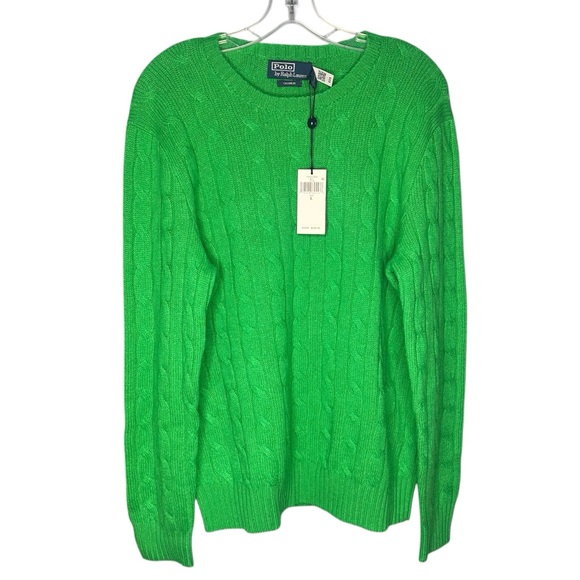 Polo Ralph Lauren Other - Polo Ralph Lauren Iconic  Cable Knit Green Cashmere Sweater Mens Size Large $498